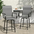 thumbnail image 3 of Poteban Patio Swivel Bar Stools Chair of 4, Outdoor Bar Heigt Set, All Weather High Back and Armrest Rocking Stools & Bar Chairs for Backyard, Lawn Garden, Balcony and Pool,Dark Gray, 3 of 7