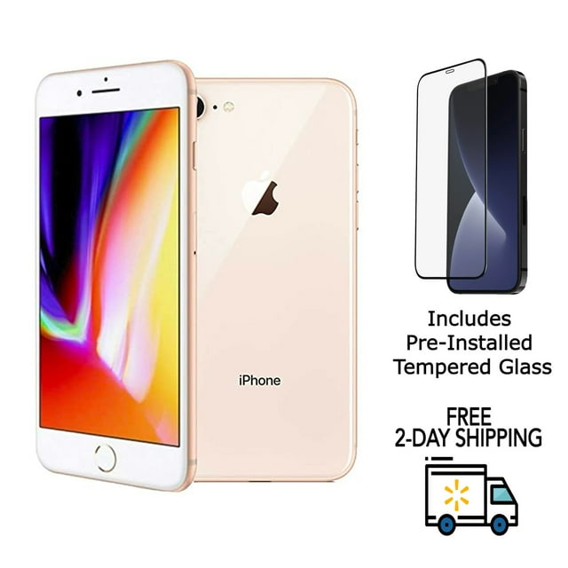 Refurbished Apple iPhone 8 A1863 (Fully Unlocked) 64GB Gold (Grade A+) w/ Pre-Installed Tempered Glass