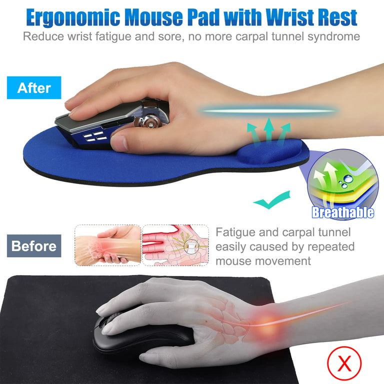 Ergonomic Mouse Pad with Wrist Rest Support | Eliminates All Pains, Carpal Tunnel & Any Other Wrist Discomfort, Non-Slip Base Gaming Mouse Mat for