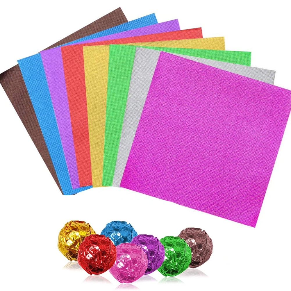 100Pcs Square Candy Package Sweets Chocolate Foil Paper Wrappers Xmas Wedding 