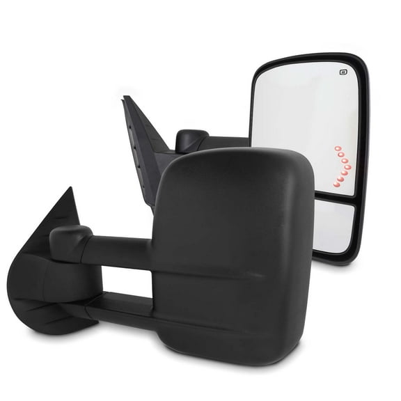AKKON - For 2007-2013 Chevy Silverado GMC Serria Towing  Mirror With Power Fold | Heated|Turn Signal | Lamp - Black