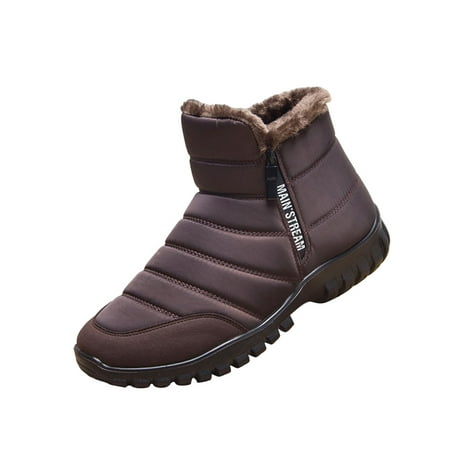 

Tenmix Mens Ankle Bootie Comfort Snow Boots Zip Up Winter Boot Plush Lined Warm Booties Men Slip Resistant Lightweight Walking Shoes Coffee 8