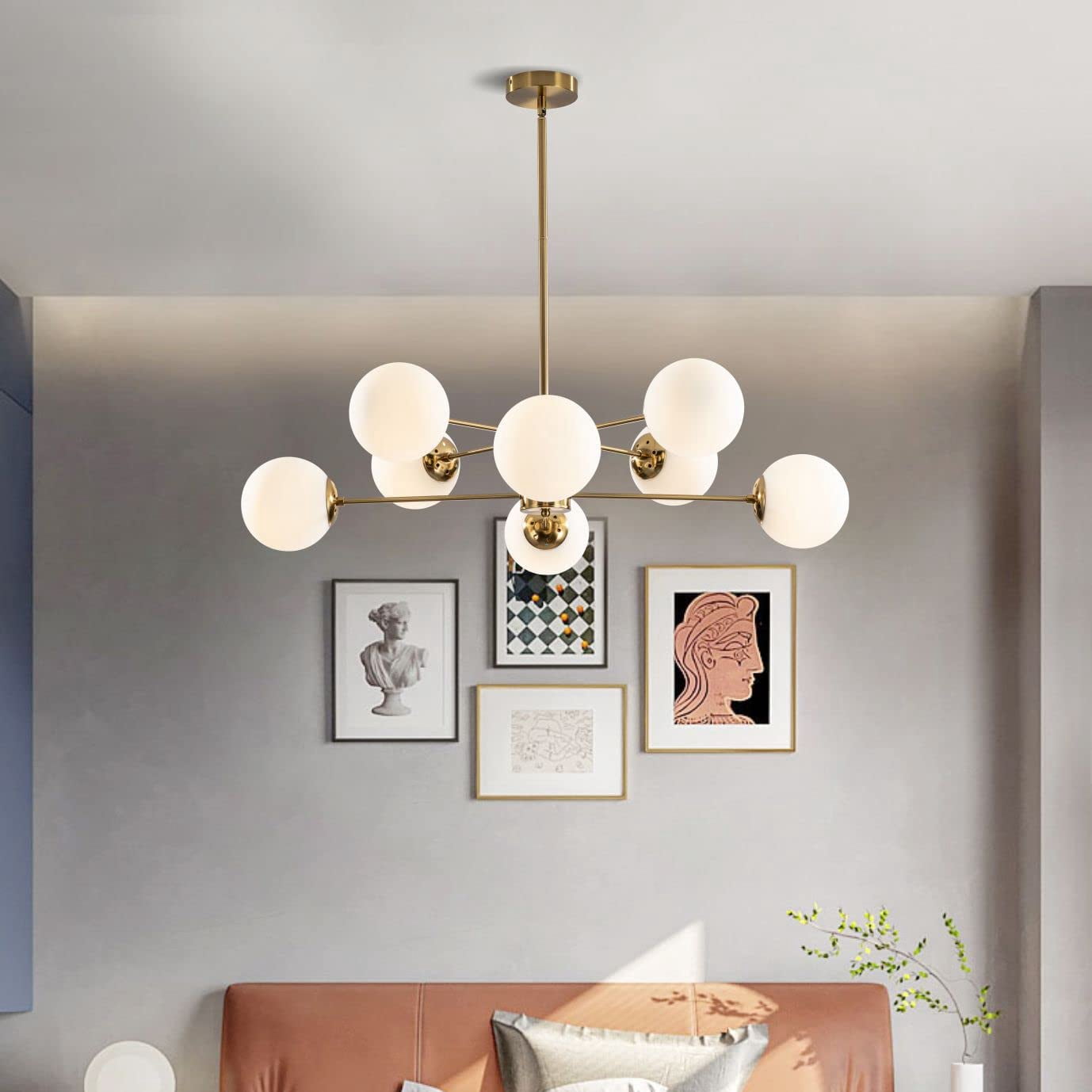 KCO Lighting 8-Light Glass Sputnik Chandelier Modern Gold Chandeliers