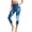 Blue Marble Print, variant on Pink Gradient Women’s Workout Capri Leggings with Pockets, Stretch Breathable Squat Proof Workout Leggings, High Waisted Gym Athletic Crop Yoga, M