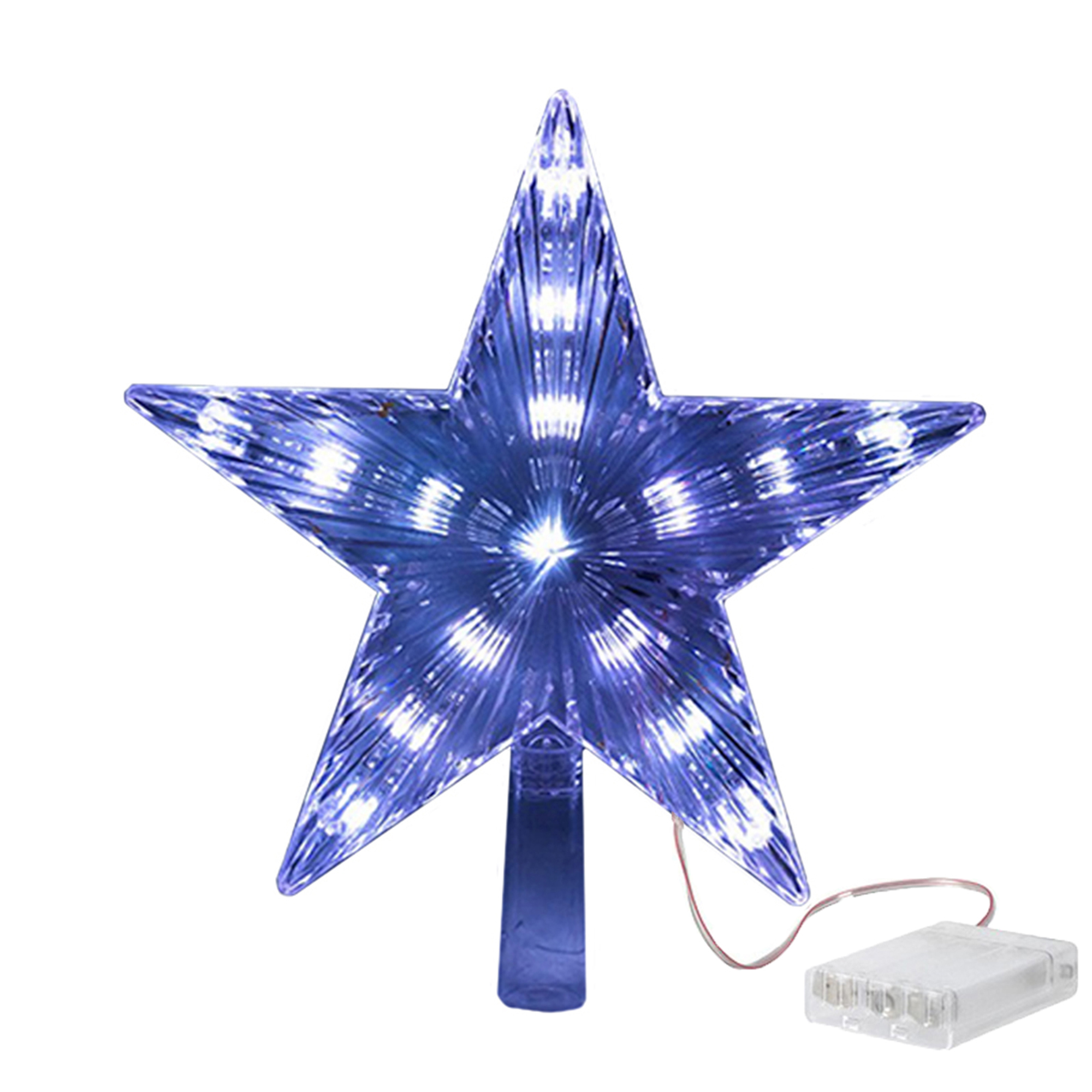 Tregren Star Tree Topper, Battery Powered Christmas Star Treetop