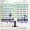 thumbnail image 3 of Anchor Gray Kitchen Curtain 39 Inch Length Small Short Cafe Tiers Curtains Drape, Modern Navy Blue White Striped Nautical Window Treatment Rod Pocket Drapery Panels Curtains, 27.5x39, 3 of 5