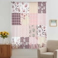thumbnail image 3 of Boho Spring Floral Sheer Curtains 45 Inches Long, Vintage Flowers Patchwork Plaid Pink Light Filering Curtains, Breathable Simi Curtain Privacy Drapes for Kitchen Bathroom Small Window Treatment, 3 of 9