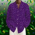 thumbnail image 4 of IWRICH Men's Sparkle Dress Shirt Funny Long Sleeve Printed Casual Shirt Fashion Carnival Button down Holiday Party Tops Dark Purple L, 4 of 4