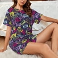 thumbnail image 6 of Womens Pajama Sets With Pocket, Retro Cassette Music Lounge Sets Short Sleeve Sleepwear PJ Sets for Women, 6 of 6