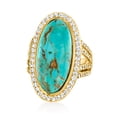 thumbnail image 4 of Ross-Simons Mosaic Kingman Turquoise and 1.30 ct. t.w. White Topaz Ring in 18kt Gold Over Sterling, Women's, Adult, 4 of 7