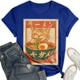 thumbnail image 4 of Womens Anime Cat Ramen Graphic T-Shirts Japanese Funny Graphic Short Sleeve Tees Kawaii Cat Anime Gifts Tops, 4 of 5
