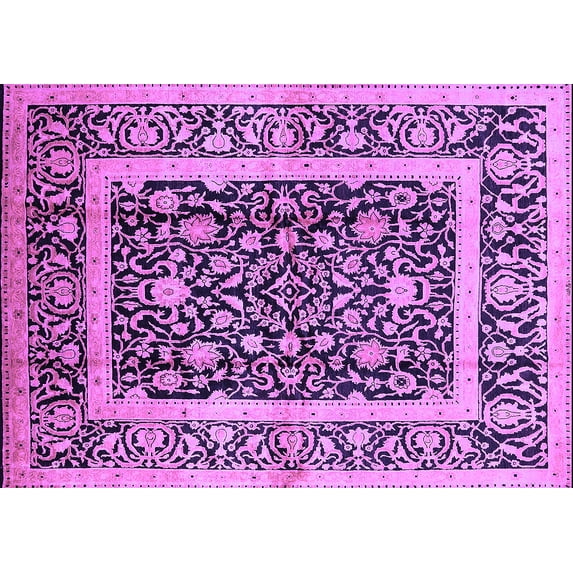 Ahgly Company Indoor Rectangle Oriental Purple Traditional Area Rugs, 2' x 4'