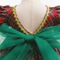 thumbnail image 5 of YunPes Girls Christmas Bubble Sleeve Red Green Sequins Christmas Dress COS Santa Dress Mesh Dress Plaid for Girls, 5 of 7