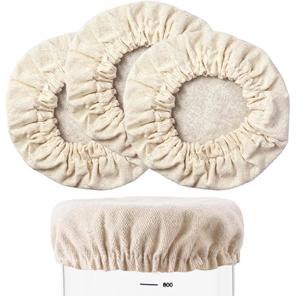 Bread Dough Jar Cover, Linen Elastic Fit Dough Fermentation Jar Cover for Kitchen Baking Bakery, Beginners and Professionals(4Pcs)