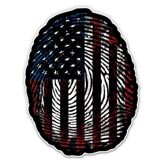 American Flag Fingerprint USA - 3" Vinyl Sticker - For Car Laptop Water Bottle Phone - Waterproof Decal