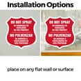 thumbnail image 3 of Bilingual No Spray Do Not Spray No Chemicals Or Fertilizers On This Property No Pulverizar (English / Spanish) (2 Pack) 6 inch X 6 inch Shield Shaped Heavy Duty 3.2 mil Vinyl Decals, 3 of 6
