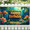 thumbnail image 4 of LUUFILx Dinosaur Jungle Happy Birthday Backdrop Banner Photography Props Birthday Party Decorations Event Background for Kids Celebration Decors, 4 of 7
