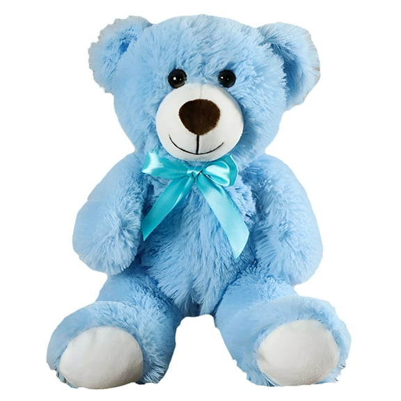 BESTSKY Teddy Bear Stuffed Plush Toy,Cute Stuffed Animal Doll with Satin Bow Tie Birthday Gift for Adults Children Blue 35cm