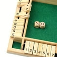 thumbnail image 3 of CHUANK [1pc Classic Strategy Dice Game] 1pc Wooden Shut the Box Dice Game - Standard Edition with Red Felt Board - Classic Strategy Math Board Game for Family & Adults - Educational Risk-, 3 of 5