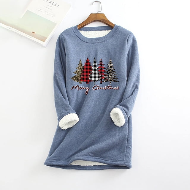 Puntoco Moda para mujer Estampado de Navidad Manga regular Otoño Invierno Suelta Vacaciones Casual Manga Cuello redondo Camisa tops Puntoco Puntoco-2502