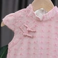 thumbnail image 4 of TAIAOJING Toddler Baby Girl Summer Dress Girls New Short Sleeve Solid Color Fashion Retro Cheongsam Dress Party Cute Dress 4-6 Years, 4 of 9