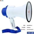 thumbnail image 2 of Megaphone Bullhorn Cheer Horn Mic Recording Siren Blow Horn Rechargeable battery Hand Held Mega Phone Loudhailer, 2 of 5