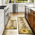 thumbnail image 4 of Sunflower Kitchen Rugs and Mats Sets 2 Piece Anti-Fatigue Farmhouse Kitchen Floor Mats Non Skid Rubber Backing Runner Rug Washable Comfort Standing Mat for Home Decor, Brown, 17.3x28+17.3x47 inch, 4 of 6
