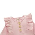 thumbnail image 4 of Infant Girls Solid Color Baby Girl Knitted Romper Jumpsuit Footed Onesie, 4 of 5