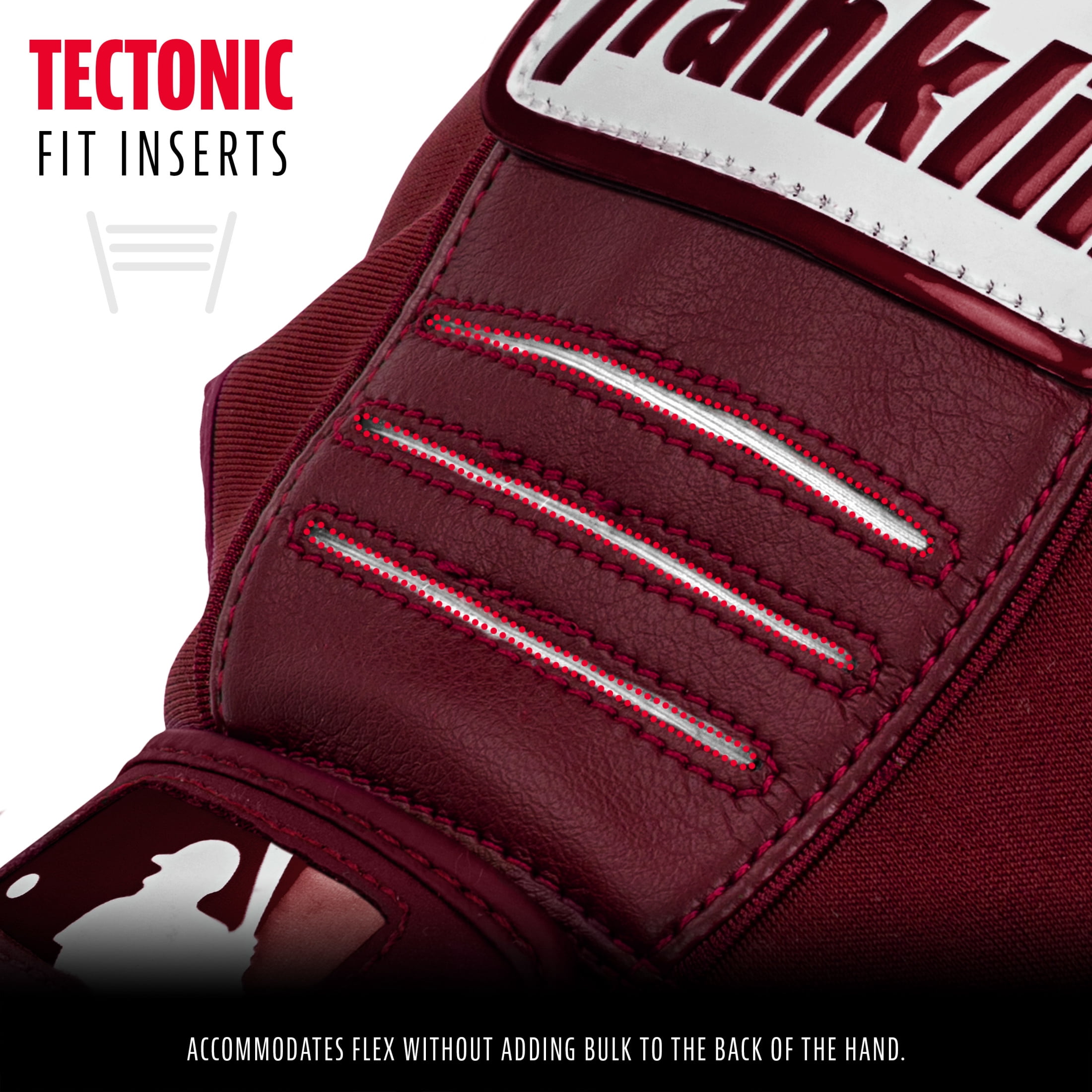 Franklin Sports MLB CFX Pro Batting Gloves, Burgundy, Adult Large