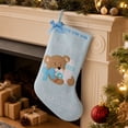thumbnail image 4 of Blue Christmas Stocking with Teddy Bear and Bottle Design, Knitted Fabric, for 's First Christmas, Christmas Tree Decoration, 4 of 4
