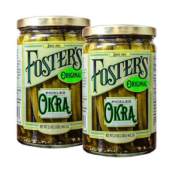 Foster's Pickled Okra - 32oz - (2 pack) - Traditional Pickled Vegetables Recipe perfected over 30 years - Gluten-Free Okra Pickles - NO Preservatives Pickle Okra