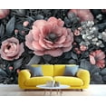 thumbnail image 3 of Peony Wall Murals - Pink Peony Murals, Vintage Floral Wall Mural For TV Background, Floral Large Mural 98.4"W x 68.9"H (Not Peel and Stick), 3 of 6