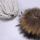 thumbnail image 5 of Conjunto de gorro y bufanda de punto para padres e hijos, conjunto de dos piezas, gorro con bola de pelo real de mapache, bufanda, gorro acrílico, otoño e invierno, 5 of 5