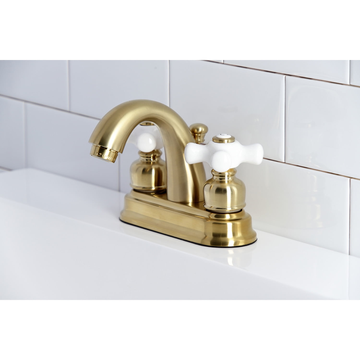 Kingston Brass KB5617PX Restoration 4 in. Centerset Bathroom Faucet, Brushed Brass