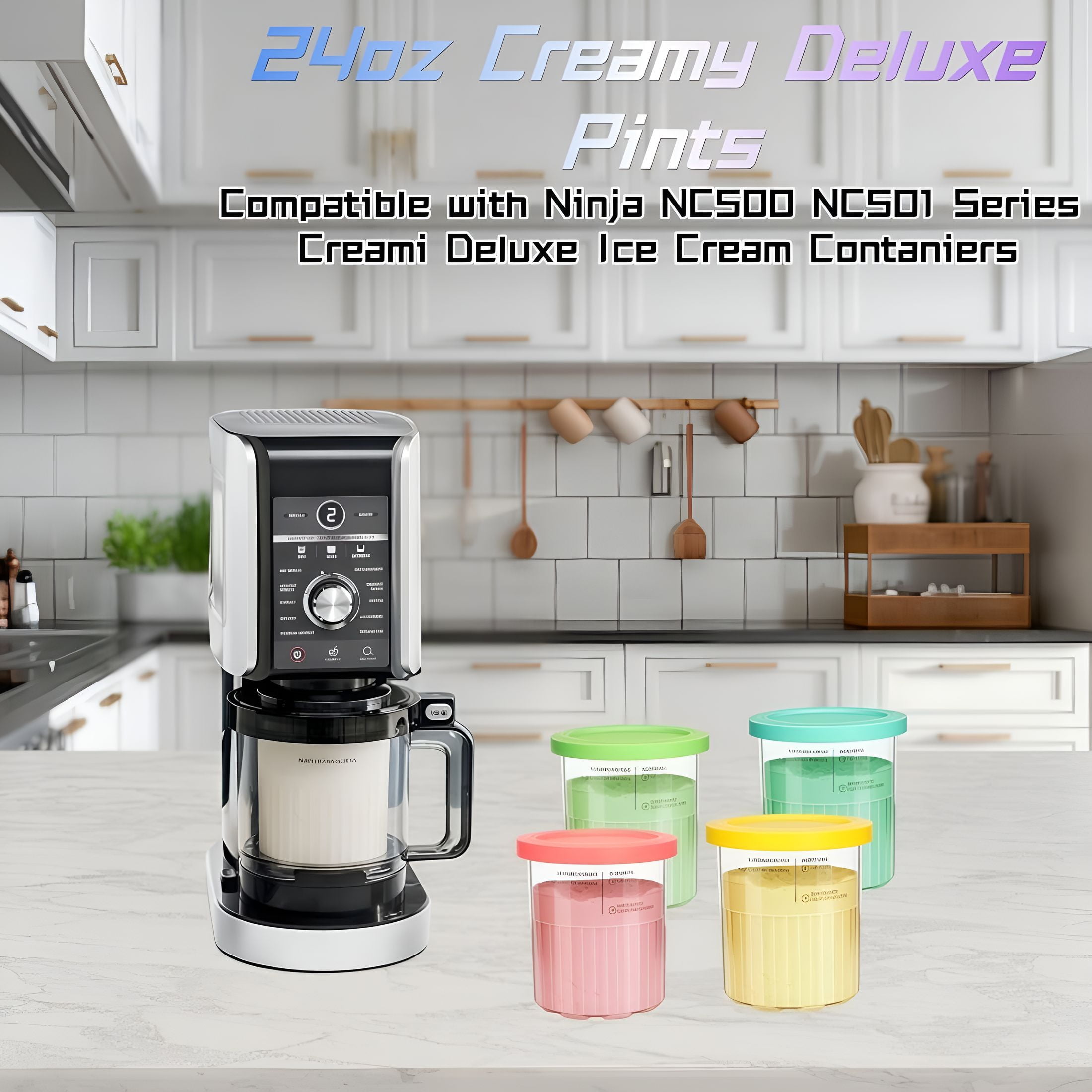 ACDANC 2026 New Compatible 24Oz Creamy Deluxe Pints and Lids,Bpa-Free,Dishwasher Safe,11-In-1 Xl Family Size Storage Containers for Ice Cream Maker