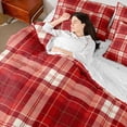 thumbnail image 4 of Manfei Vintage Grid 7pcs Queen Bedding,Modern Check Bedding Comforter Set Queen,Red White Pink,Reversible, 4 of 7