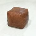 thumbnail image 2 of BBH Homes Black Round Leather Pouf Ottoman Handmade Recycled Cotton Fill BBBACPF0012, 2 of 9