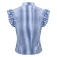 thumbnail image 5 of ZJXFGS Button Down Shirts for Women Gingham Top Stripes Blouses Plaid Tops Women Y2K Going Out T-Shirt Short Sleeve Blouses for Women Blue S, 5 of 8