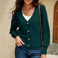 thumbnail image 6 of JINMGG V Neck Sweaters for Women Fall Winter ,Women's Casual Solid Color Button Loose Knit Top Sleeve Cardigan Sweater V-Neck Sweater, 6 of 8