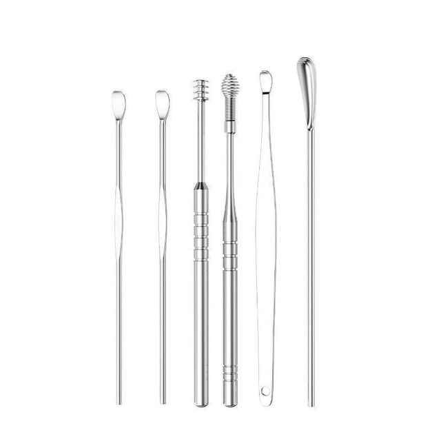 Cuchara para excavar orejas de acero inoxidable con tornillo giratorio, juego de cucharas para excavar orejas, llavero portátil para adultos, cuchara para excavar orejas, herramienta para excavar