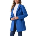 thumbnail image 5 of INSPIRE CHIC Women's Coat Mid Length Stand Collar Single Breasted Winter Outerwear Overcoat Sea Blue XL, 5 of 7