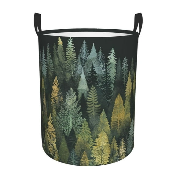 Hand Drawn Forest Laundry Hamper Small Storage Basket/Toy Organizer/Dirty Clothes Bucket