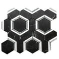 thumbnail image 4 of The Tile Life Pelta Orb Nero Blend Marble Hexagon Mosaic Tile Sample - 4 x 4 in. - Polished - 1-Piece - Floor, Wall, Backsplash, 4 of 13