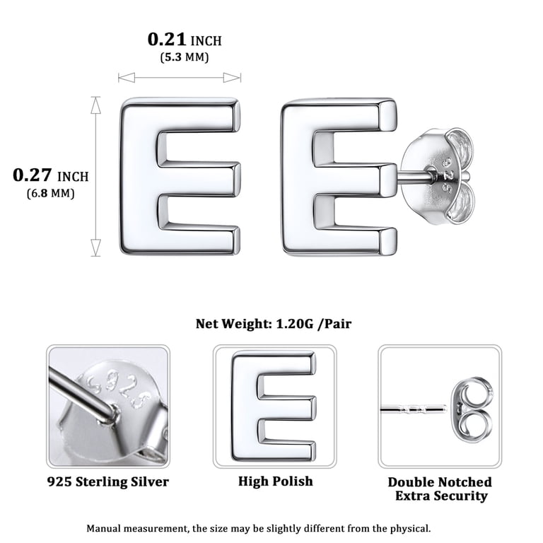 ChicSilver Sterling Silver Initial Letter Stud Earrings photo 7