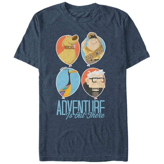 Men's Up Balloons Adventure is Out There  Graphic Tee Navy Blue Heather 2X Large