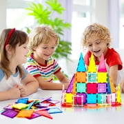 PicassoTiles 36PCS Magnetic Tiles Rocket Set – STEM Construction Toy, Magnet Building Blocks, Brain Development, Window & Door Playboard for Kids