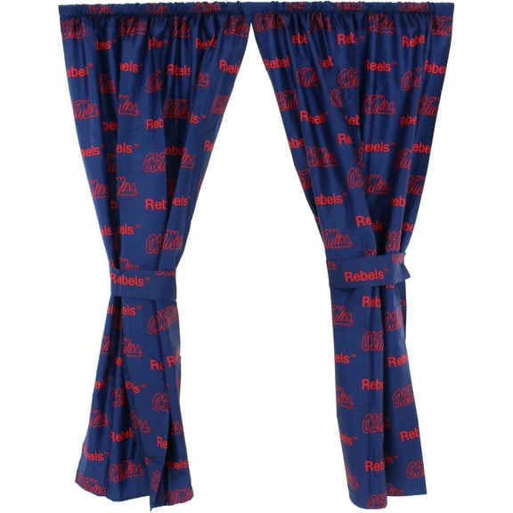 Mississippi Rebels 100% Cotton, 63" Curtain Panels, Set of 2