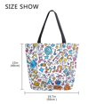 thumbnail image 5 of FORMRS Womens Canvas Tote Bag with Zipper Inner Pocket Shoulder Handbag, Doodle Pattern, 5 of 7