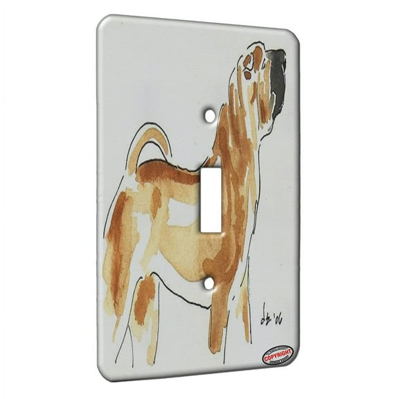 KuzmarK™ Single Gang Toggle Switch Wall Plate - Shar Pei Fawn Abstract Dog Art by Denise Every