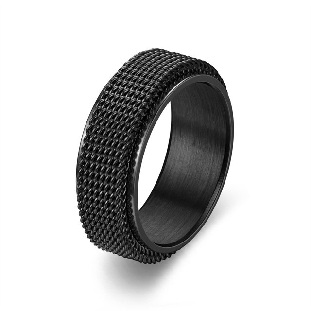 Simple 8mm Stainless Steel Spinner Anxiety Rings for Women Men Rotatable Mesh Chain Spinner Rings Anti Stress Weddding Jewelry Black Color 9
